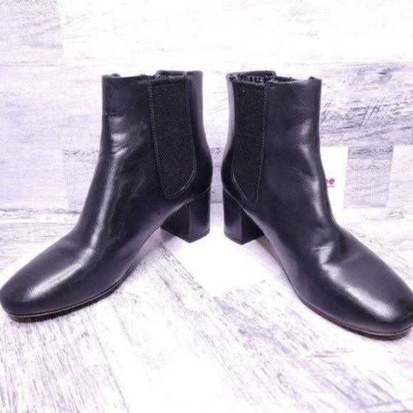 Clarks Heeled Block Heel Pull on Chelsea Leather Ankle Boot Black Women's sz 7.5 - Picture 6 of 9